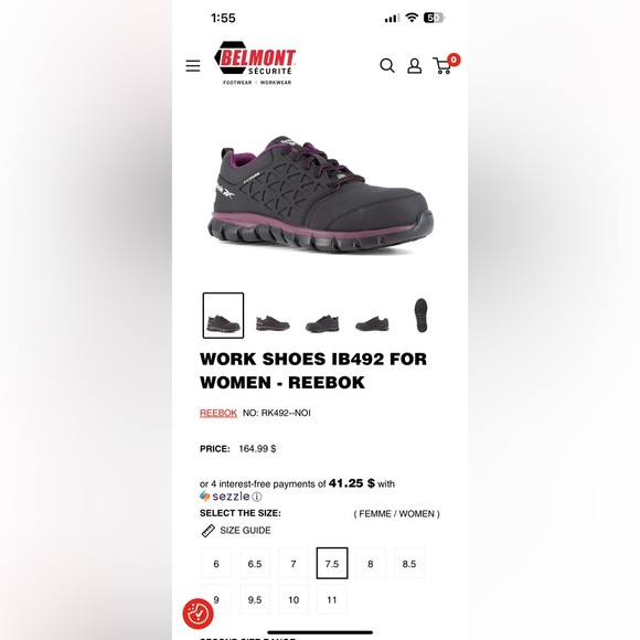 Reebok CSA approved womens work shoes size 7.5 - Picture 6 of 8